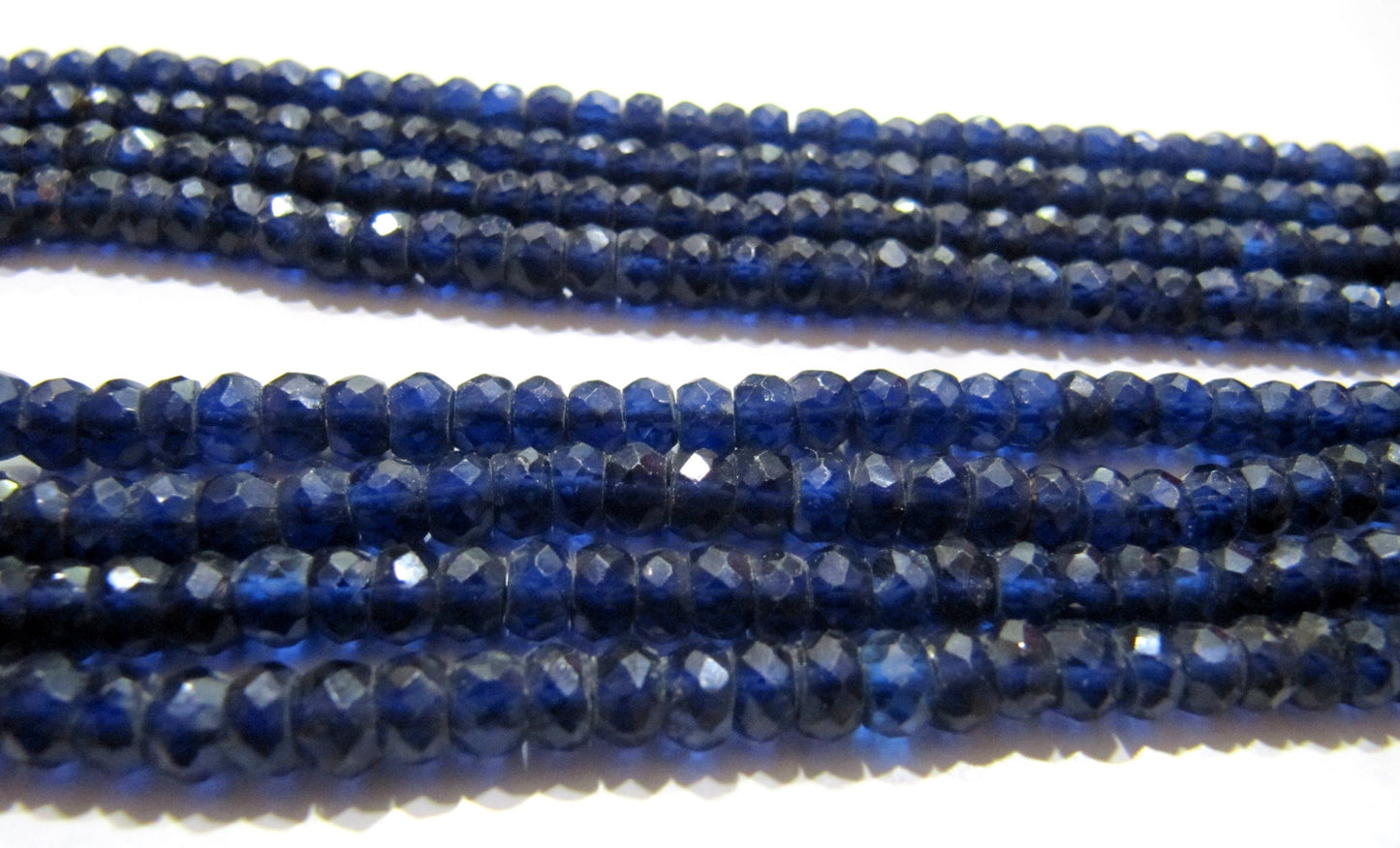 Blue Sapphire Rondelle Micro Faceted 4-5mm Imitation Lab Created Sapphire Beads Strand 15 inches Long Jewelry Making Beads