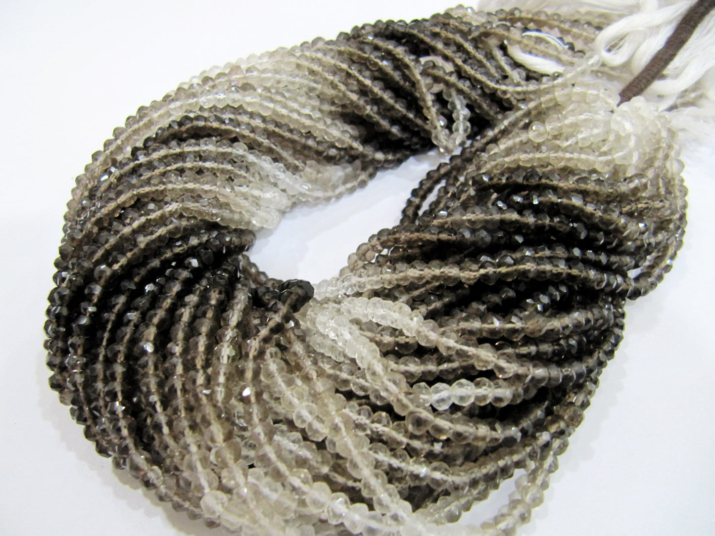 Natural Smoky Quartz Rondelle Faceted 4mm best Quality Shaded Beads Strand 13-14 inches Long Jewelry making gemstone beads