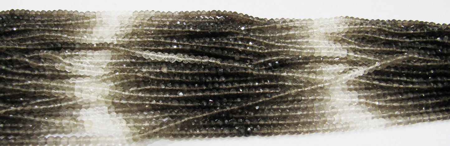 Natural Smoky Quartz Rondelle Faceted 4mm best Quality Shaded Beads Strand 13-14 inches Long Jewelry making gemstone beads