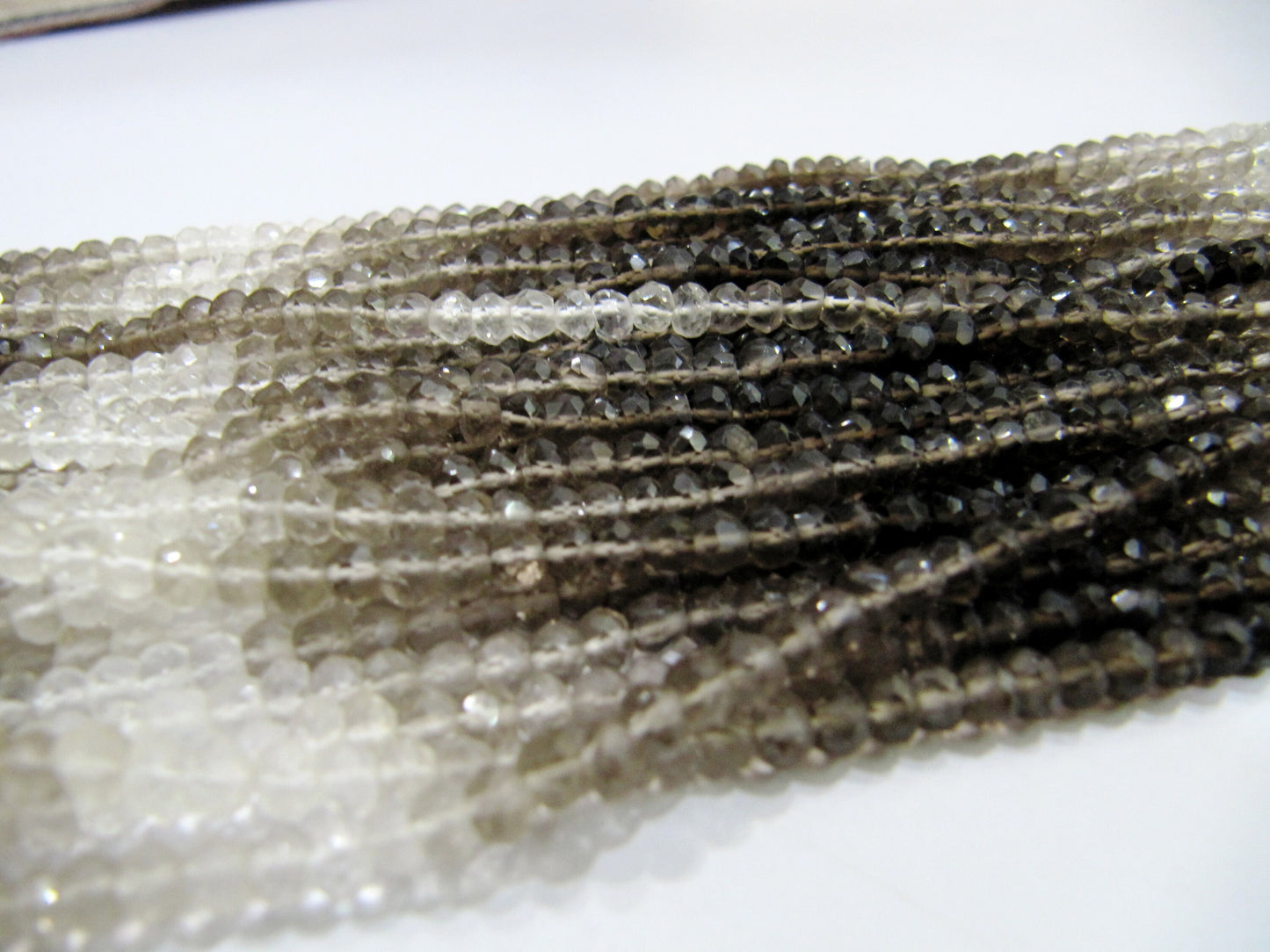 Natural Smoky Quartz Rondelle Faceted 4mm best Quality Shaded Beads Strand 13-14 inches Long Jewelry making gemstone beads