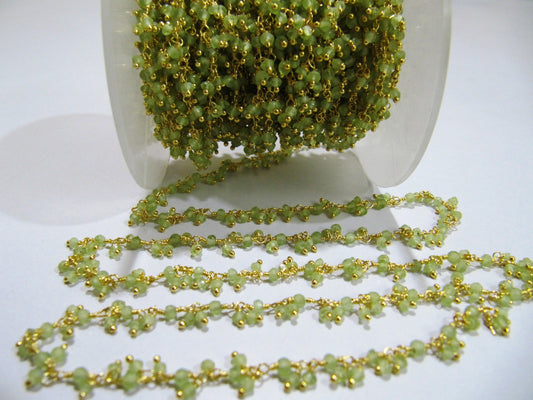 Genuine Peridot Rondelle Faceted 3mm beaded Wire Wrapped Cluster Dangling Chain Jewelry Making gemstone chain Wholesale Prices