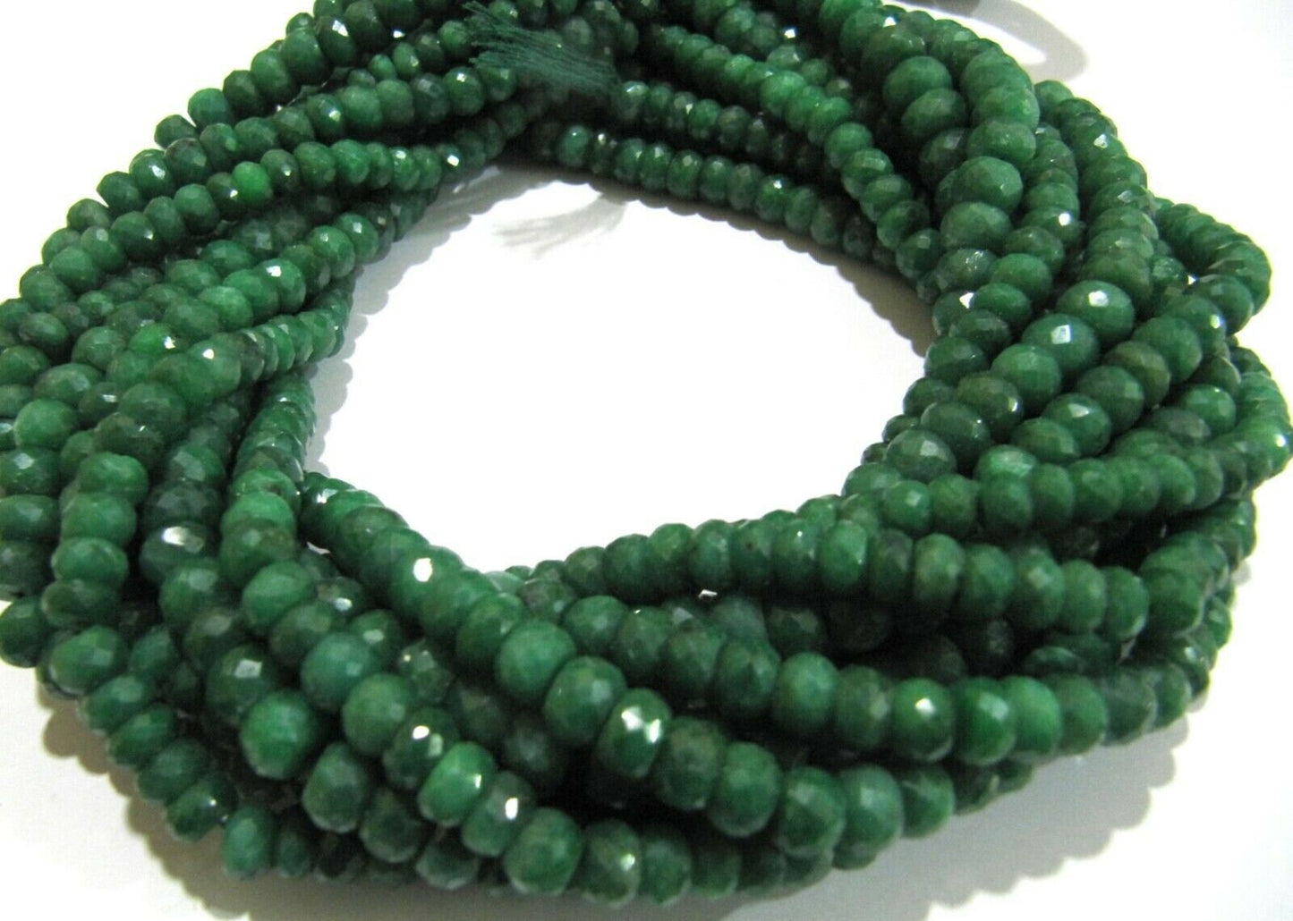 Natural Emerald Rondelle Micro Faceted 6 to 9mm Graduated Beads Strand 8 inches Long Wholesale Prices Green Gemstones