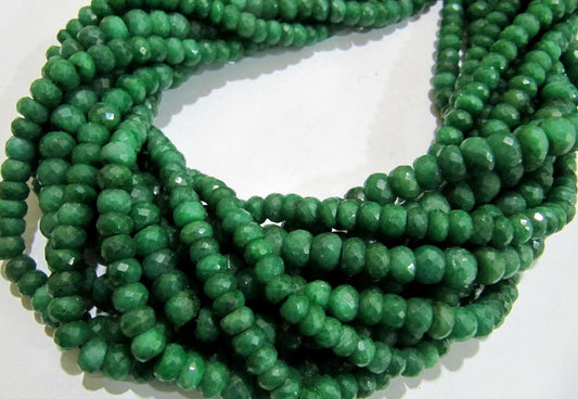 Natural Emerald Rondelle Micro Faceted 6 to 9mm Graduated Beads Strand 8 inches Long Wholesale Prices Green Gemstones