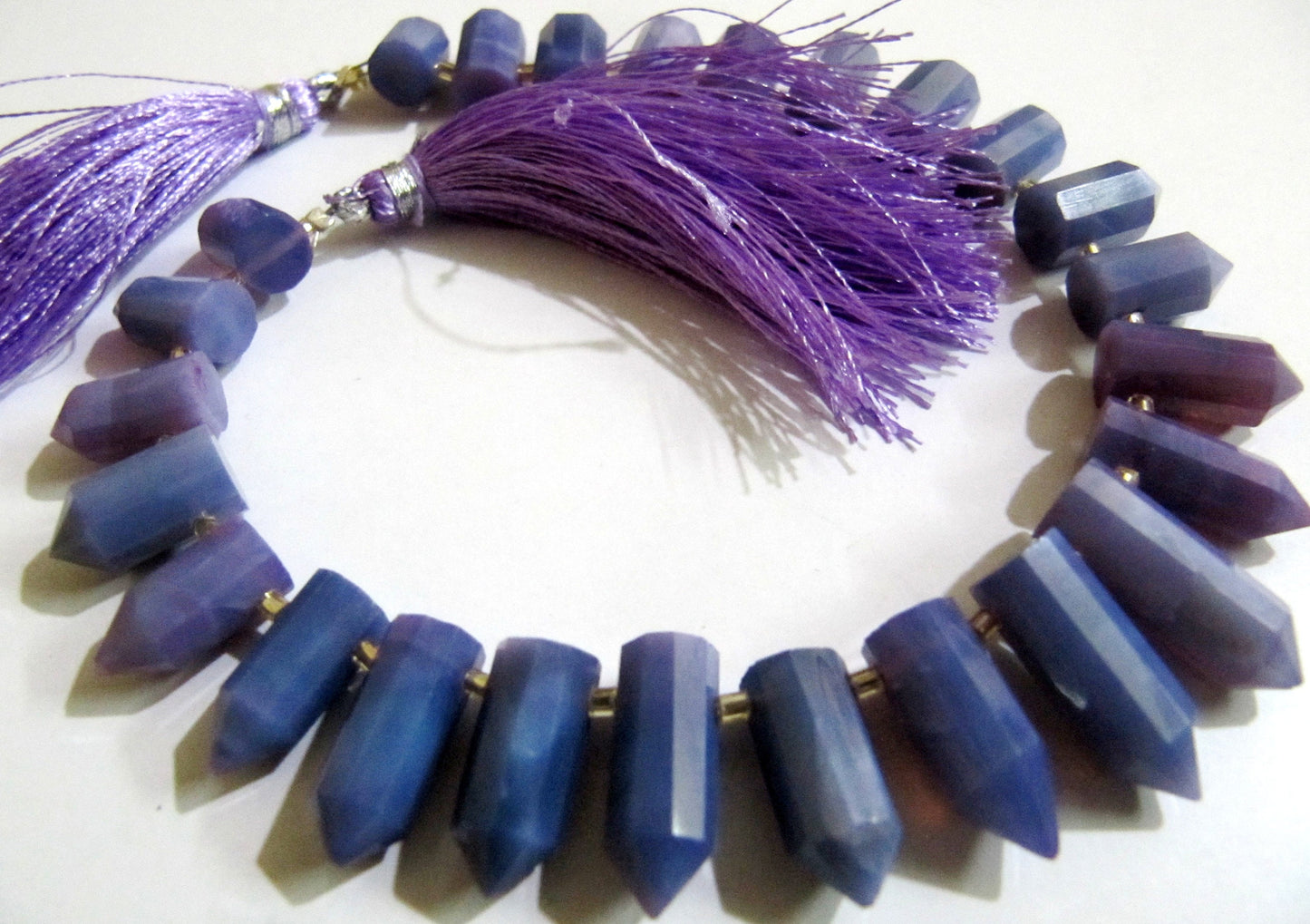 Natural Lavender Opal Briolette Faceted Pencil Bullet Shape 0.5 to 1 inch Long Beads Strand 8 inches long Wholesale Prices