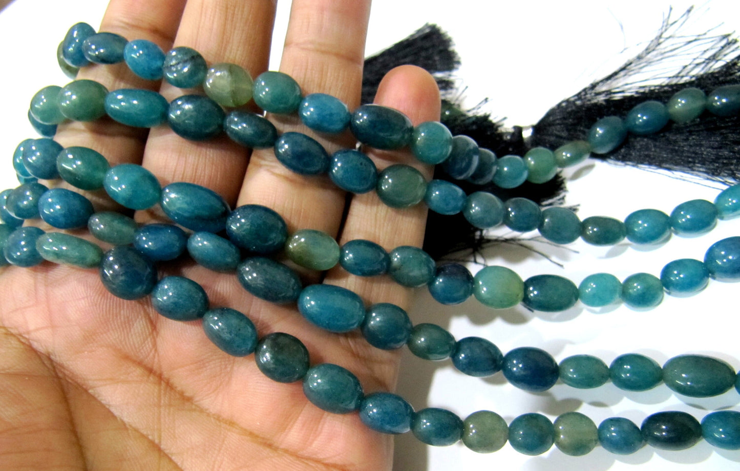 Dyed Blue Sapphire quartz Oval Plain Smooth 7x9mm to 8x10mm Size Beads Strand 13 inches long Jewelry making Beads Wholesale Prices