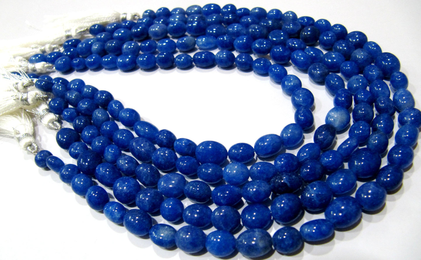 Dyed Blue Sapphire Quartz Oval Plain Smooth 7x9mm to 8x10mm Size Beads Strand 13 inches long Jewelry making Beads Wholesale Prices