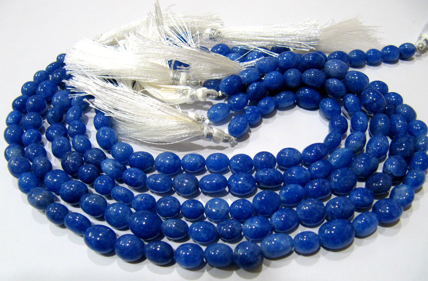Dyed Blue Sapphire Quartz Oval Plain Smooth 7x9mm to 8x10mm Size Beads Strand 13 inches long Jewelry making Beads Wholesale Prices