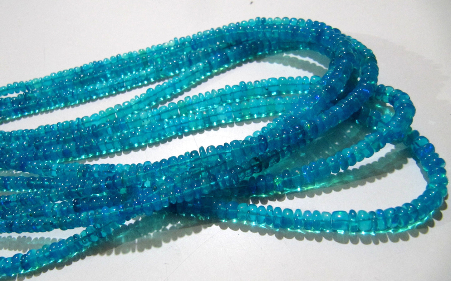 Natural Ethiopian Opal Rondelle Plain Smooth 3 to 5mm Graduated best Quality blue Beads Strand 8 inches Long Jewelry making gemstone