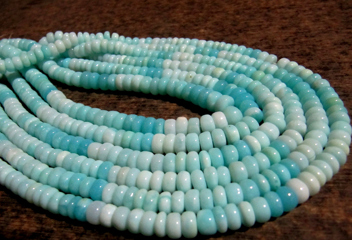 Natural Peruvian Blue Opal Rondelle Plain Smooth 5-6mm Size Beads Strand 8 inches long Jewelry making Beads Wholesale Prices