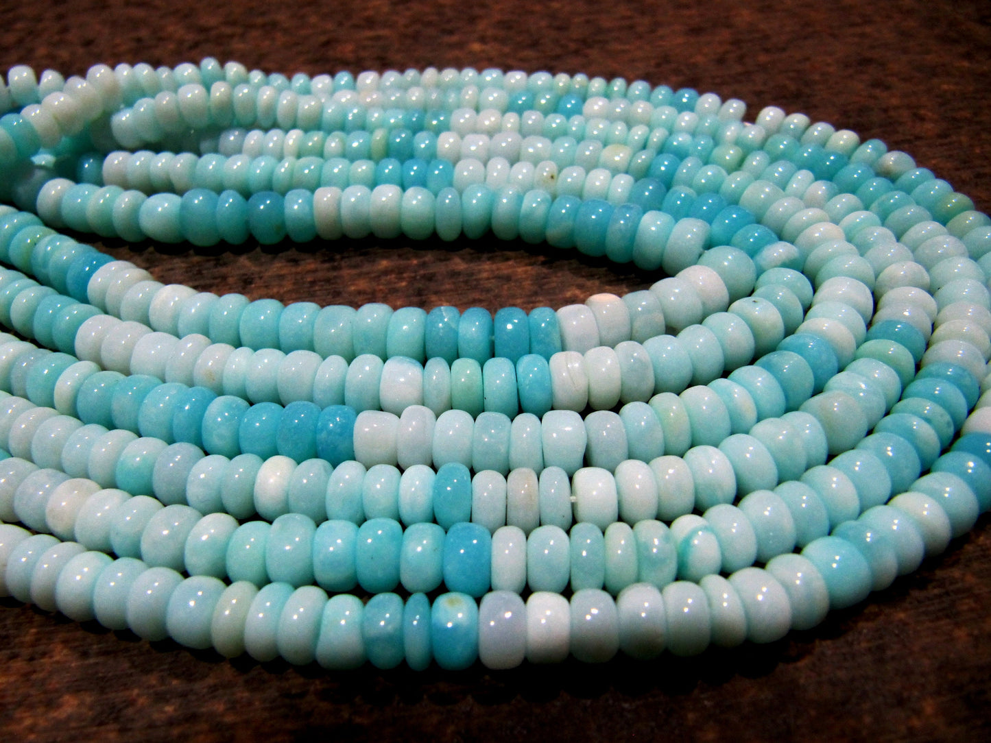Natural Peruvian Blue Opal Rondelle Plain Smooth 5-6mm Size Beads Strand 8 inches long Jewelry making Beads Wholesale Prices