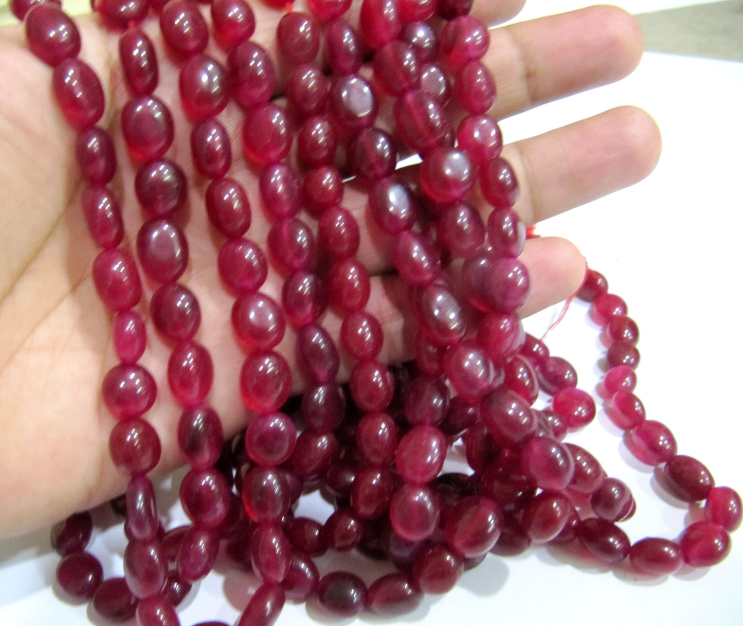 Dyed Ruby Quartz Plain Smooth Nugget Tumbled Shape 10 to 15 mm Size Beads Strand 15 inches long Gemstone Beads