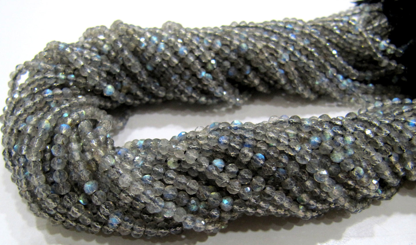 Natural Labradorite Rondelle Faceted 2-2.5mm Beads Blue Flashy Strands 13 inch Long Top Quality Black Rainbow Jewelry making Gemstone Beads