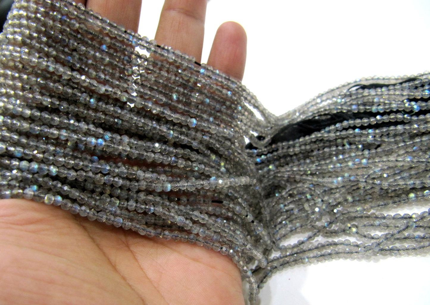 Natural Labradorite Rondelle Faceted 2-2.5mm Beads Blue Flashy Strands 13 inch Long Top Quality Black Rainbow Jewelry making Gemstone Beads