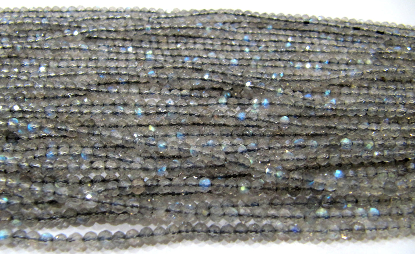 Natural Labradorite Rondelle Faceted 2-2.5mm Beads Blue Flashy Strands 13 inch Long Top Quality Black Rainbow Jewelry making Gemstone Beads