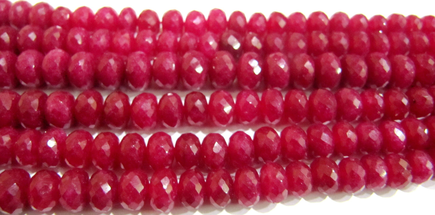 Ruby Quartz Gemstone Rondelle Faceted 7-8mm Size Gemstone Beads Strand 8 Inches Long Jewelry making Beads Wholesale Prices