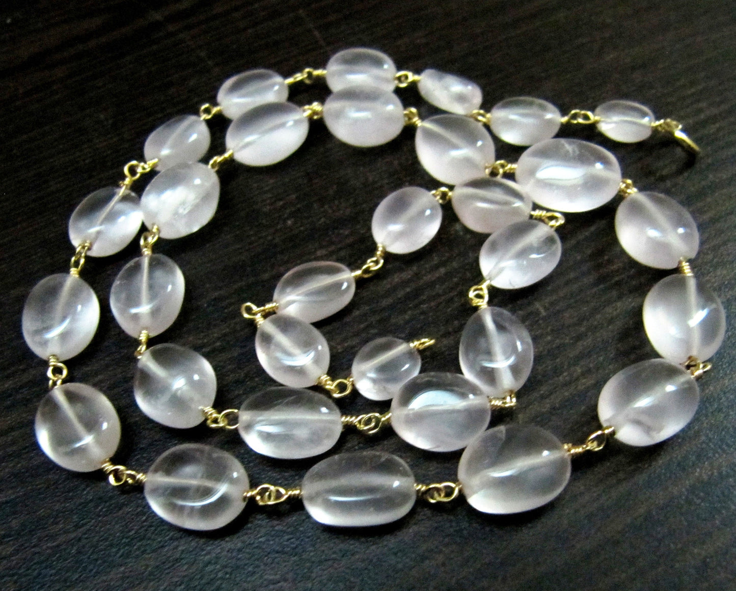 1 Foot-Natural Rose Quartz Plain Smooth Oval Shape 6x8mm to 8x10mm size Beaded Gemstone Chain Wholesale Prices Choose the Plating color