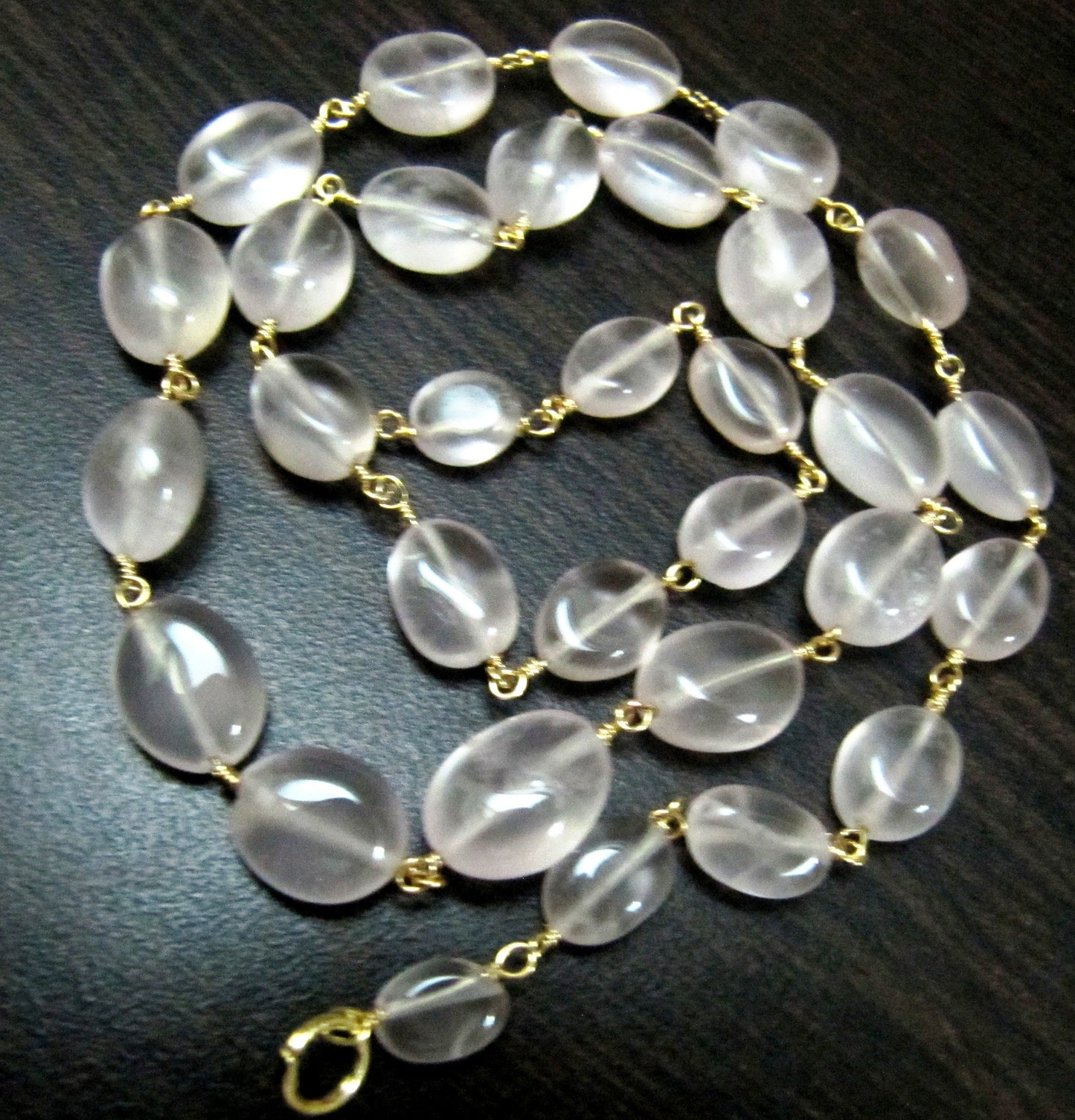 1 Foot-Natural Rose Quartz Plain Smooth Oval Shape 6x8mm to 8x10mm size Beaded Gemstone Chain Wholesale Prices Choose the Plating color