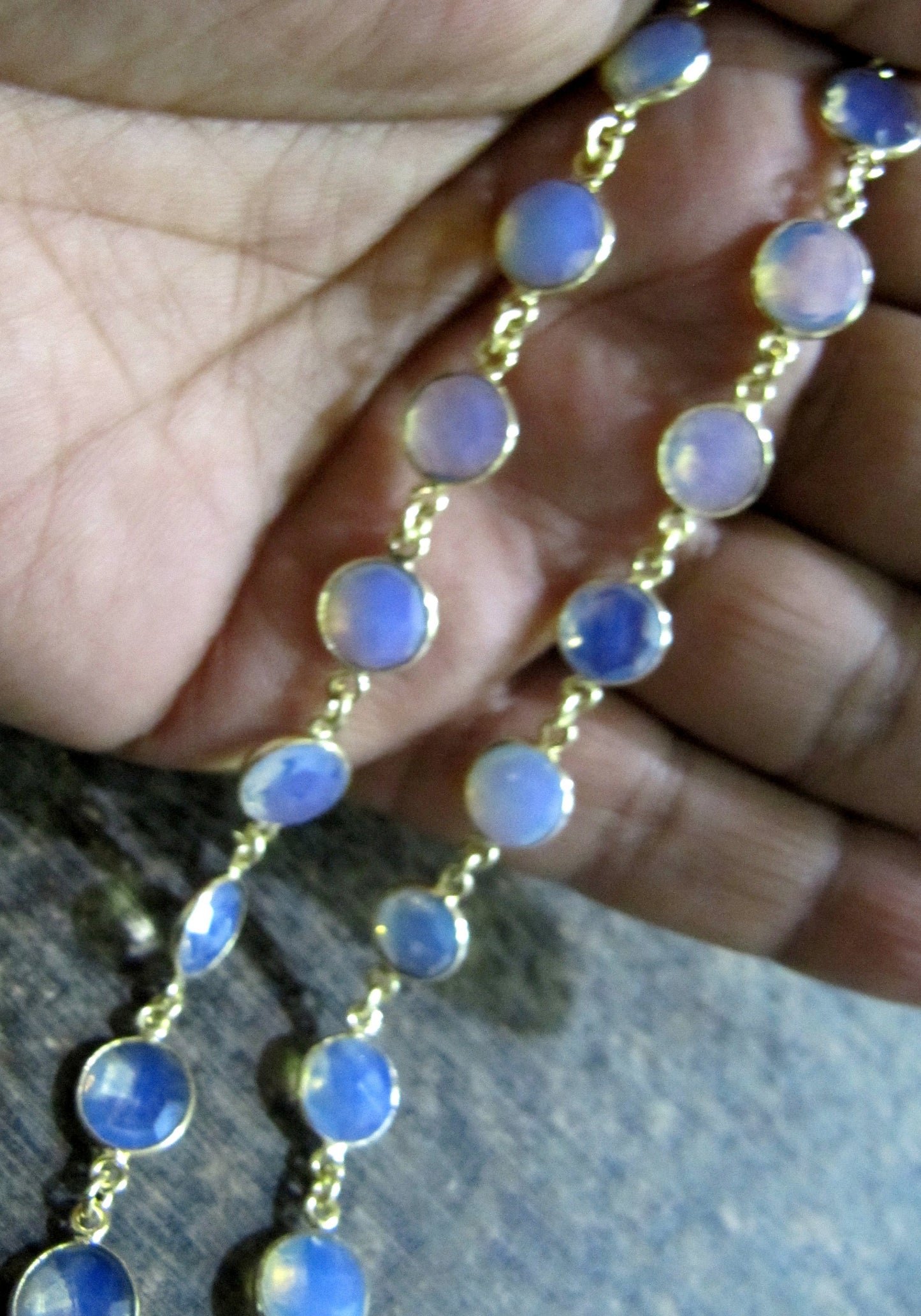 White Opal Round Coin Shape Briolette Faceted Bezel 9mm Size Connector Chain Wholesale Prices Jewelry making Chain sold per foot