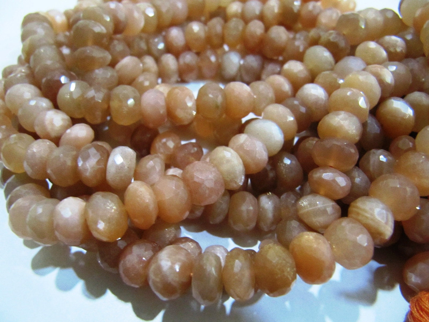 Natural Peach Moonstone Rondelle Micro Faceted 10mm to 12mm Size Beads Strand 8 inches long Top Quality Beads Wholesale prices