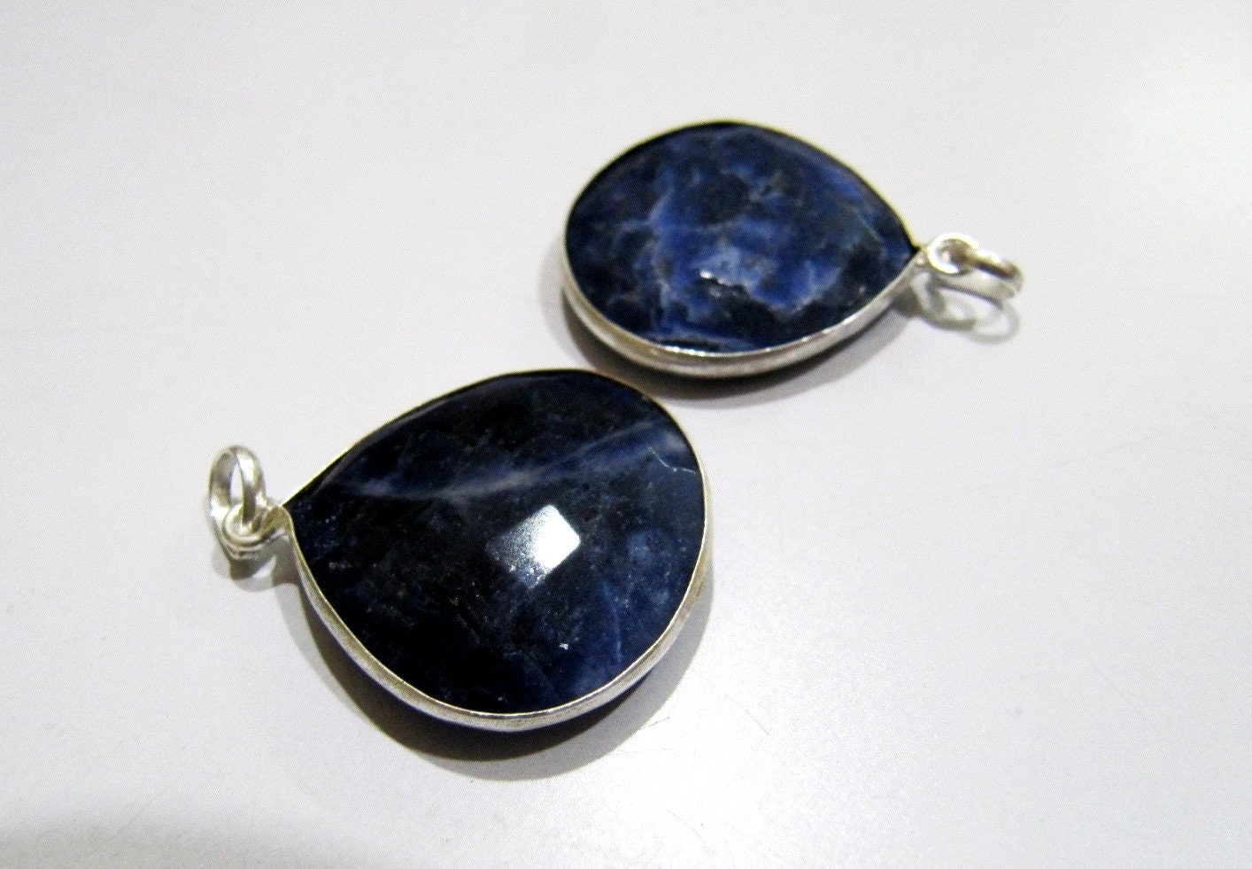 Natural Sodalite Heart Shape Briolette Faceted Connector Pendant Charm Unique Rare Gemstone Bezel Size 22mm Sold Per Piece