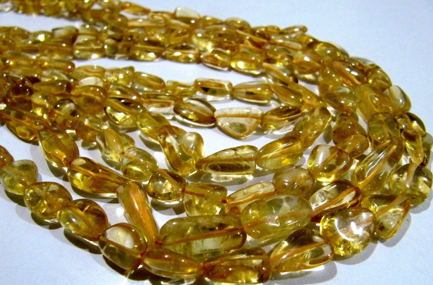 Natural Genuine Citrine Nugget Shape 8 to 12mm long Plain Smooth tumbled Beads Sold per strand of 12 inches long Gemstone Beads