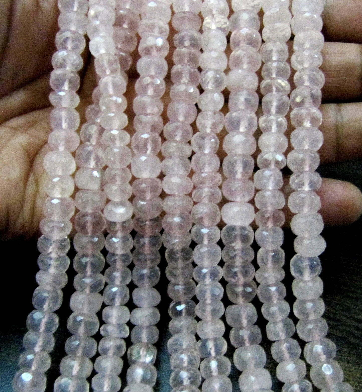 Natural Rose Quartz  Rondelle Faceted 8-9mm Size Beads Strand 8 inches Long Jewelry making Gemstone Wholesale Prices