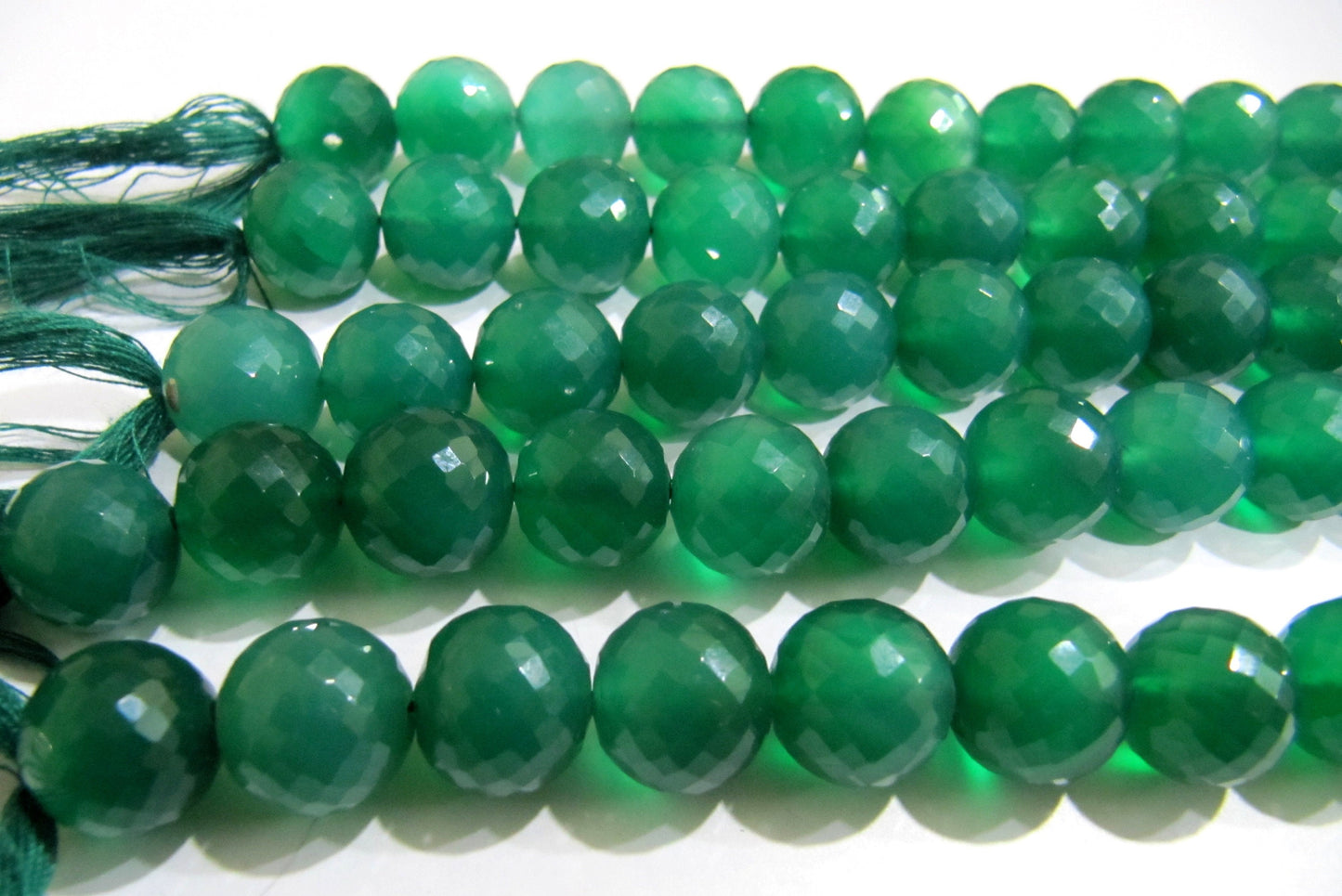 Natural Green Onyx Round Ball Shape Micro Faceted 5-6mm Top quality Rosary Gemstone Beads Strand 8 Inches Long Wholesale Prices