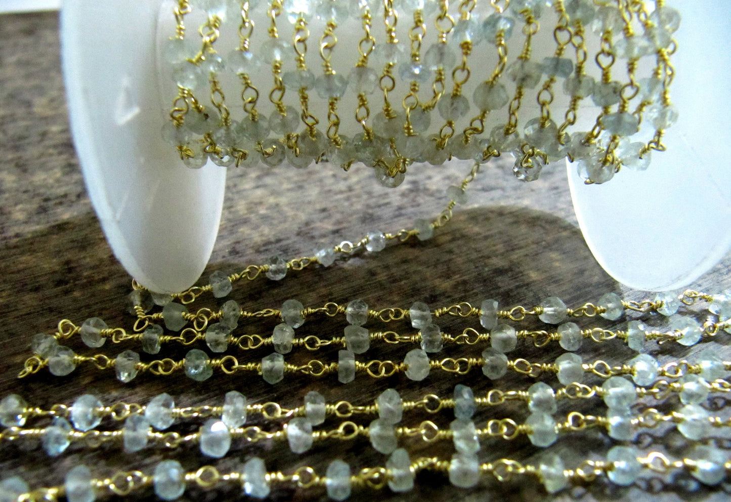 Natural Rock Crystal Quartz  Rosary Rondelle Faceted Beads 3-4mm chain  Clear Quartz Beaded Chain Wholesale Prices Jewelry Making per foot