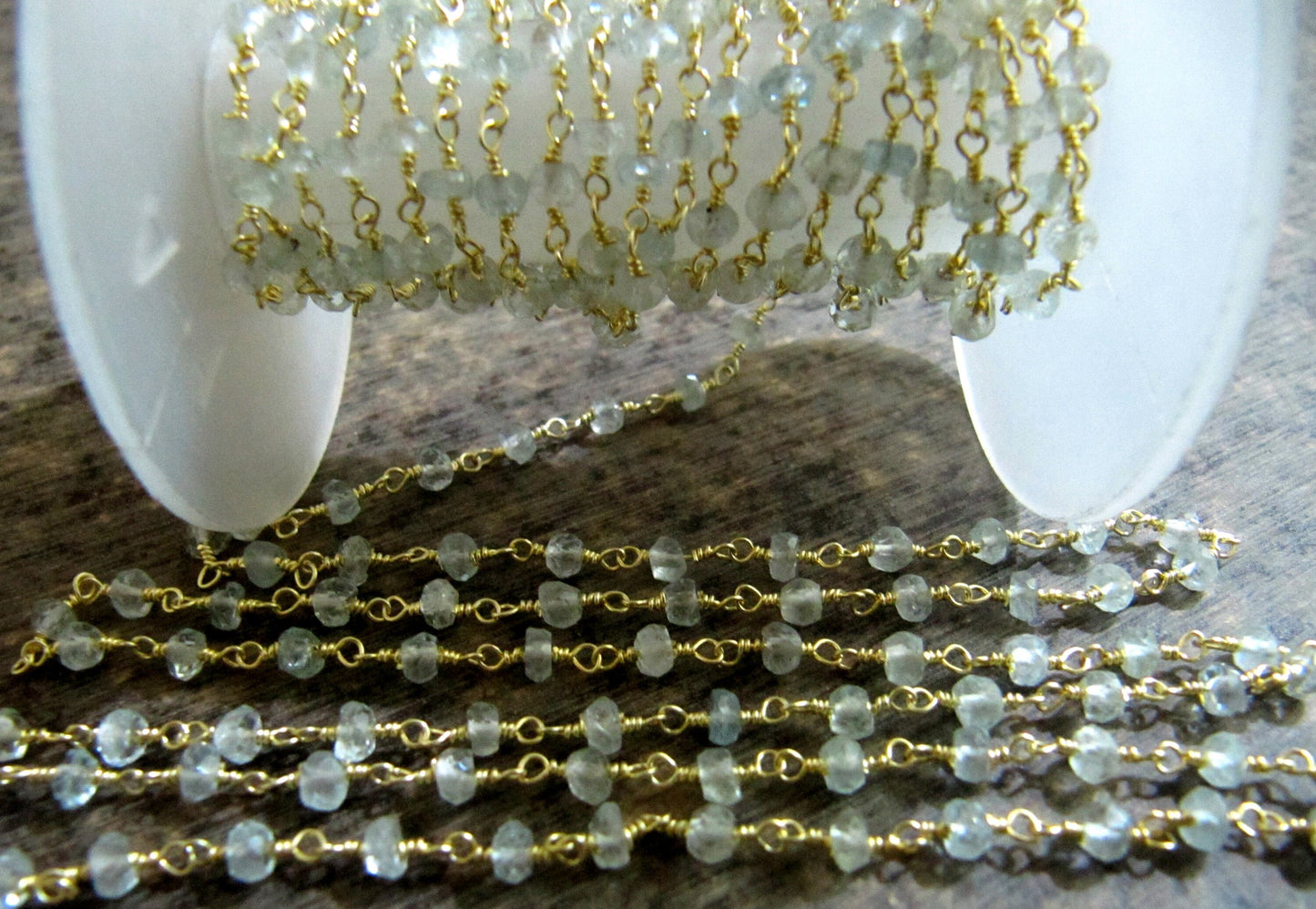 Natural Rock Crystal Quartz  Rosary Rondelle Faceted Beads 3-4mm chain  Clear Quartz Beaded Chain Wholesale Prices Jewelry Making per foot