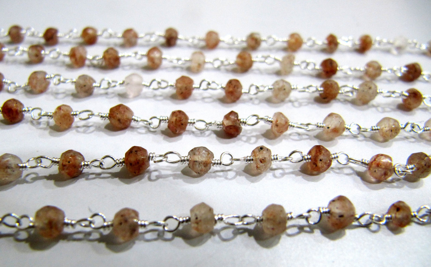 Copper Rutilated Quartz Rondelle Faceted 4mm Size wire wrapped aati beaded Rosary chain Sold Per Foot High Quality Wholesale Price