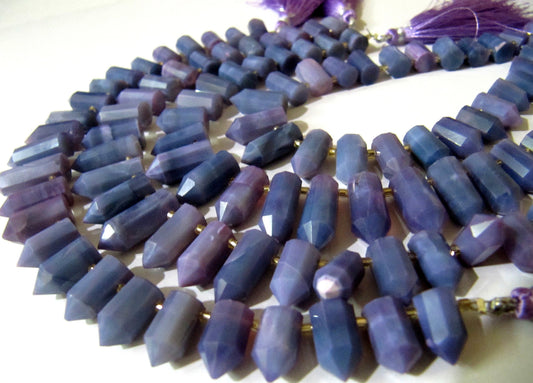 Natural Lavender Opal Briolette Faceted Pencil Bullet Shape 0.5 to 1 inch Long Beads Strand 8 inches long Wholesale Prices