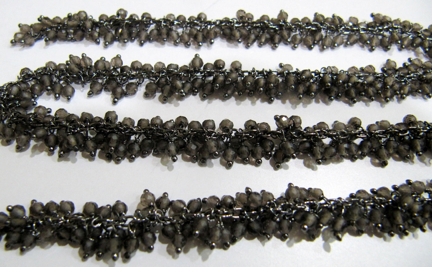 Natural Smoky Quartz Rondelle Faceted 2.5mm Beads Cluster Rosary Chain Wire Wrap Dangling Beaded chain Sold Per Foot Wholesale Price
