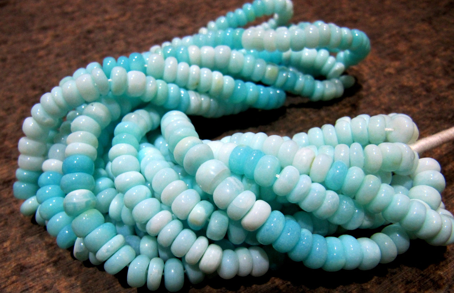 Natural Peruvian Blue Opal Rondelle Plain Smooth 5-6mm Size Beads Strand 8 inches long Jewelry making Beads Wholesale Prices