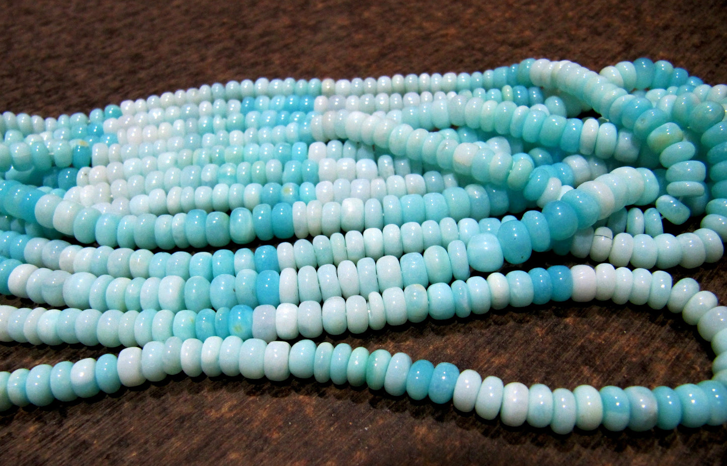Natural Peruvian Blue Opal Rondelle Plain Smooth 5-6mm Size Beads Strand 8 inches long Jewelry making Beads Wholesale Prices