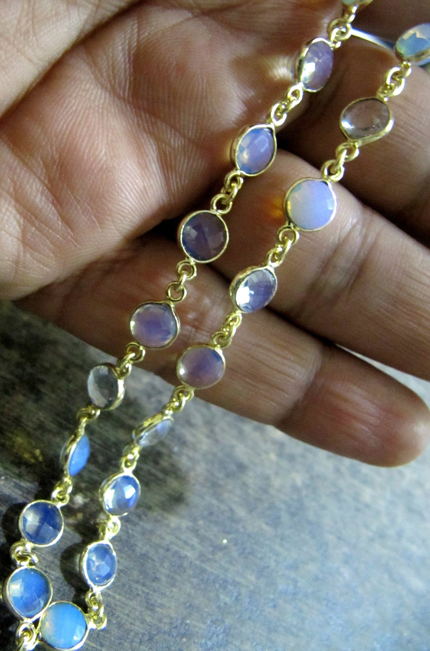 White Opalite Round Coin Shape Briolette Faceted Bezel 7mm Size Connector Chain Wholesale Prices Jewelry making sold per foot