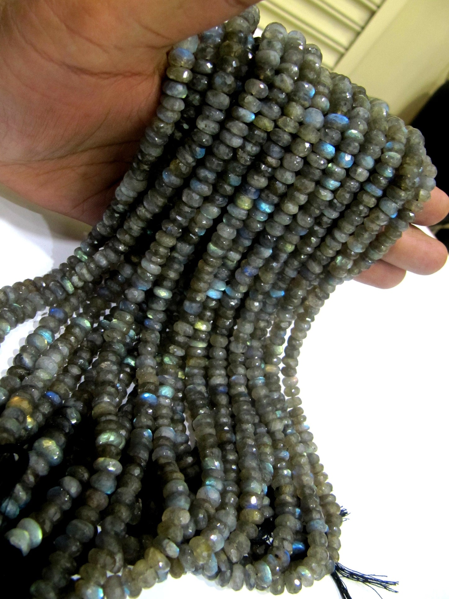 Natural Labradorite Rondelle Faceted Blue flashy 7mm Size Top Quality Beads Strand 8 Inches Long Wholesale Prices Jewelry making Beads