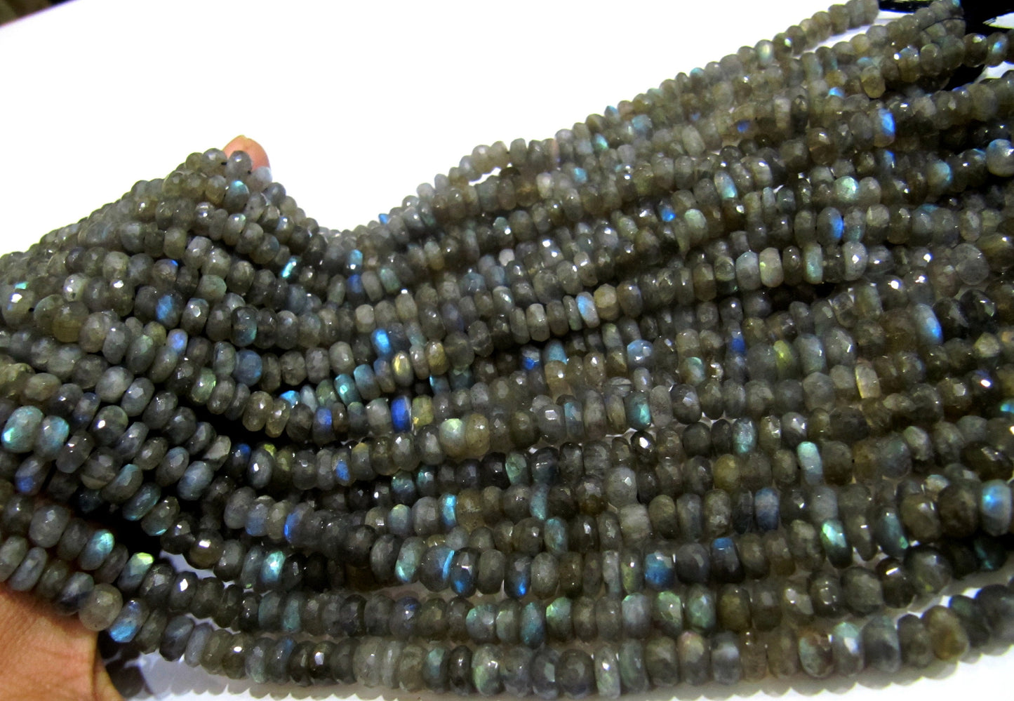 Natural Labradorite Rondelle Faceted Blue flashy 7mm Size Top Quality Beads Strand 8 Inches Long Wholesale Prices Jewelry making Beads
