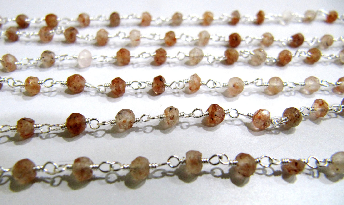 Copper Rutilated Quartz Rondelle Faceted 4mm Size wire wrapped aati beaded Rosary chain Sold Per Foot High Quality Wholesale Price