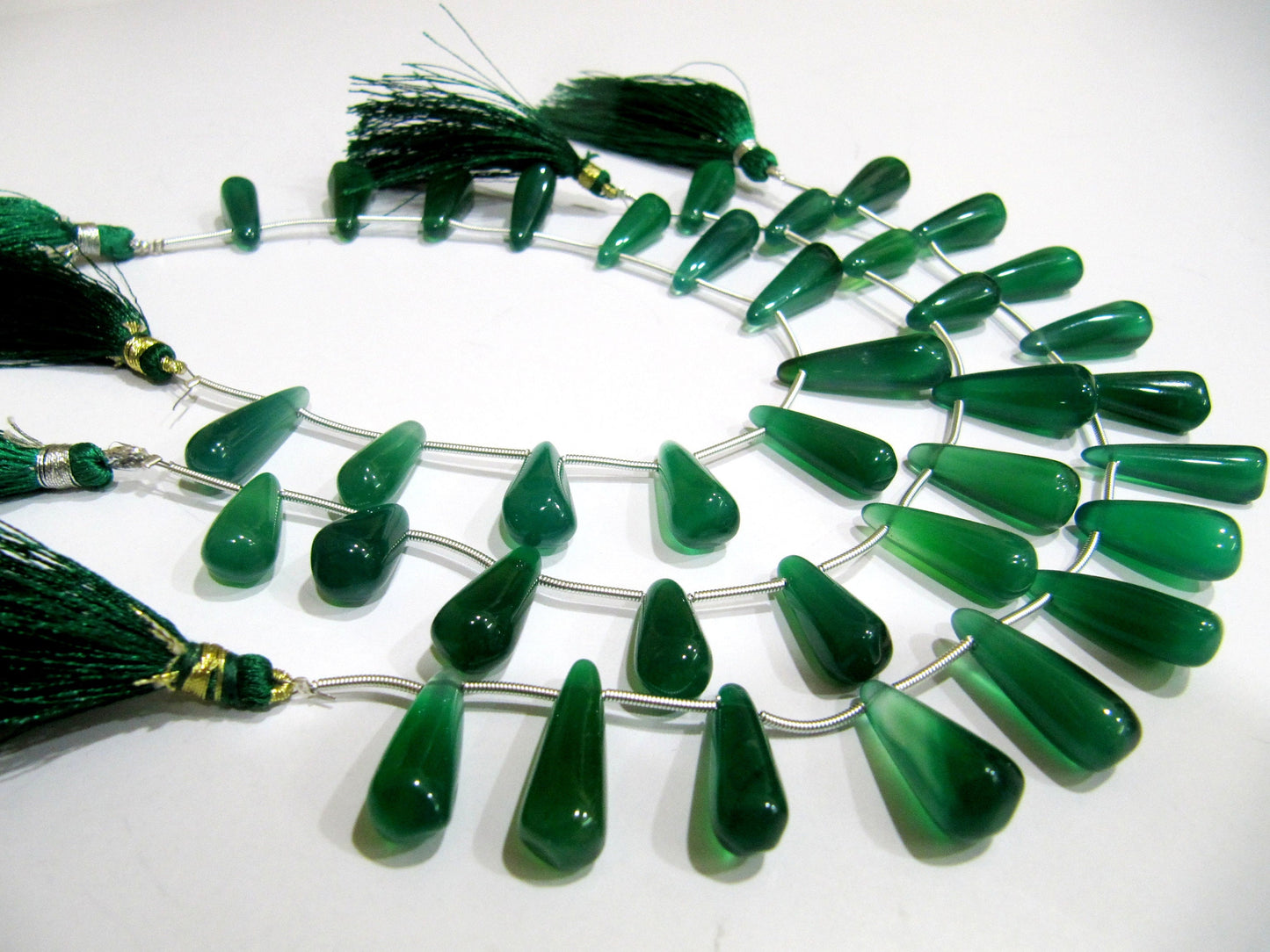 Natural Green Onyx Tear Drop Shape Plain Smooth Size 20 to 25mm long Side Drilled Beads Strand 8 Inches Long Wholesale Prices