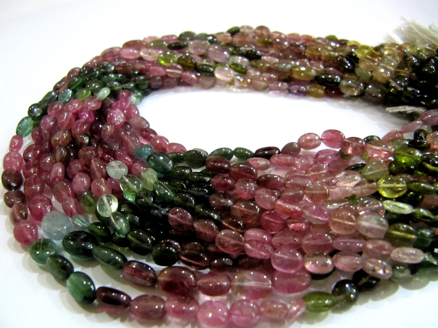 Natural Multi Tourmaline Oval Plain Smooth 4 to 6mm Size Beads Strand 14 Inches Long Top Quality Gemstone Wholesale Prices Crafting Beads