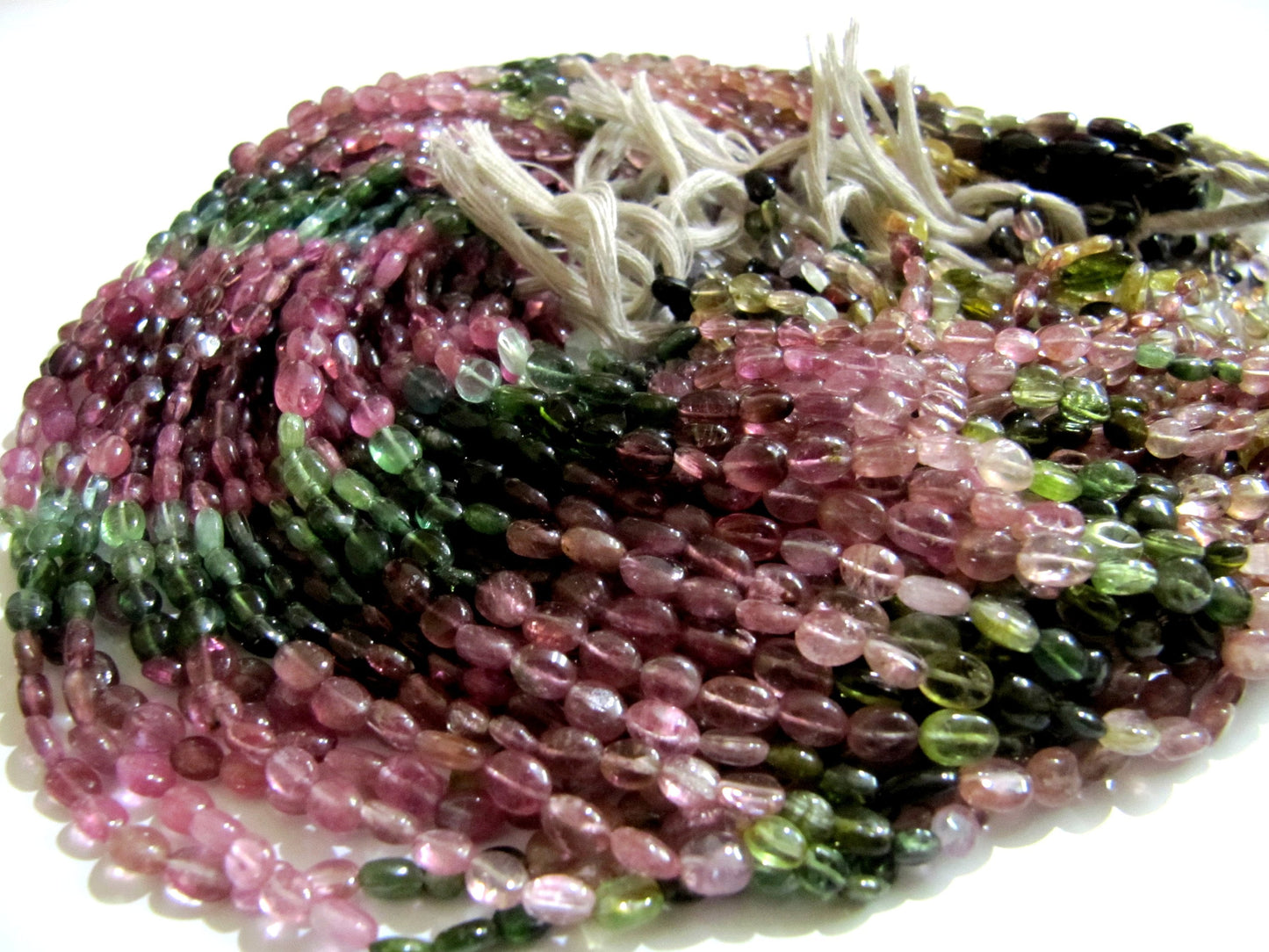 Natural Multi Tourmaline Oval Plain Smooth 4 to 6mm Size Beads Strand 14 Inches Long Top Quality Gemstone Wholesale Prices Crafting Beads