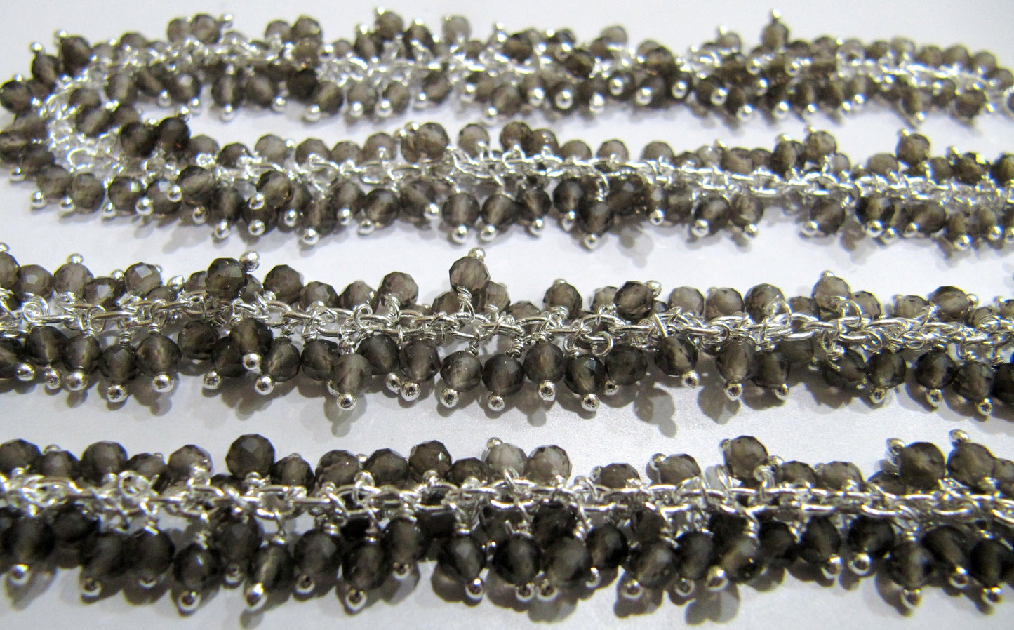 Natural Smoky Quartz Rondelle Faceted 2.5mm Beads Cluster Rosary Chain Wire Wrap Dangling Beaded chain Sold Per Foot Wholesale Price