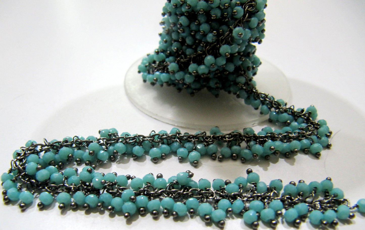 1- Foot Amazonite Grape Chain Rondelle 2mm Faceted Beaded Grape Cluster Chain Amazonite Bead Chain Wholesale Price gemstone chain
