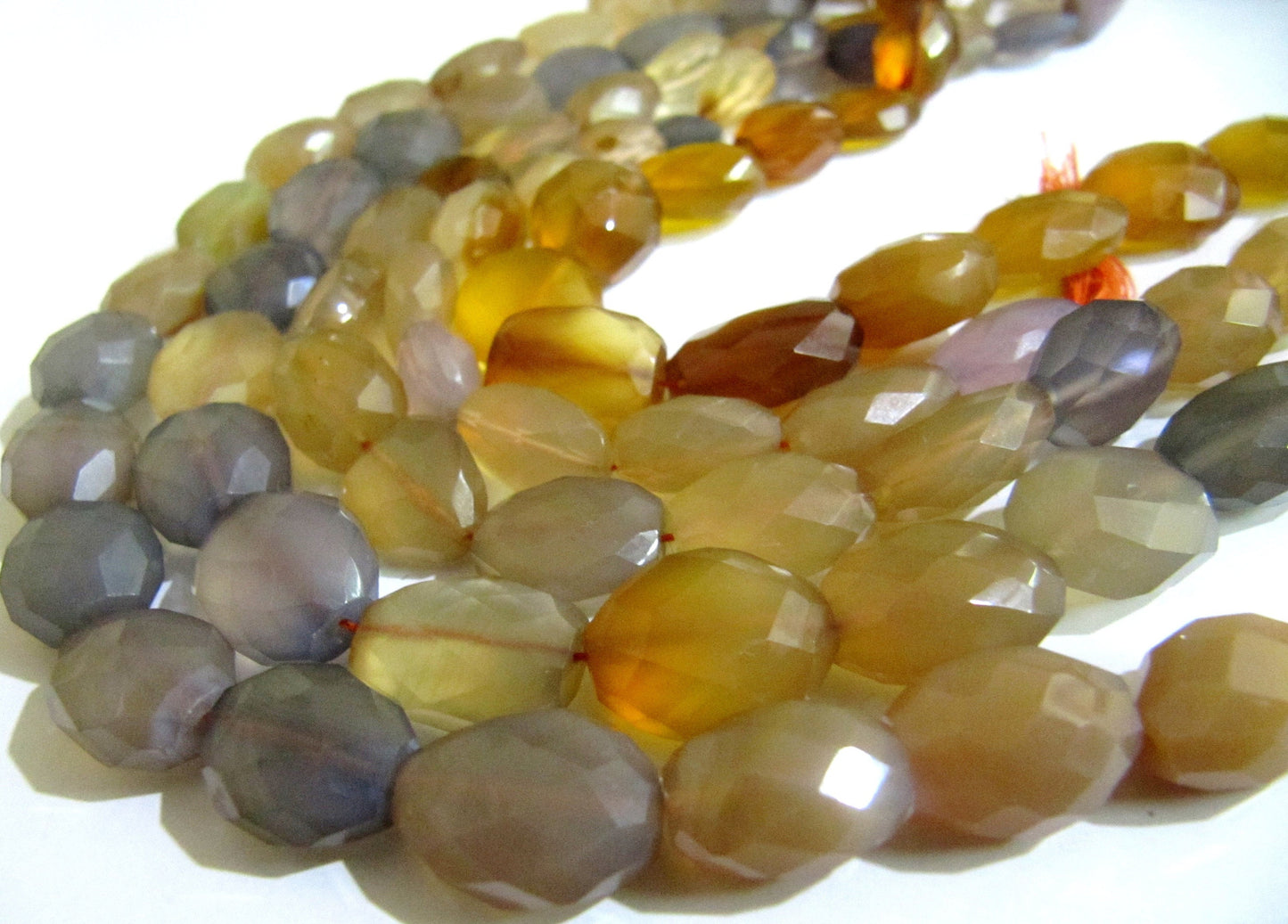 Natural Multi Chalcedony Oval shape Briolette Faceted 8x12mm to 12x15mm Size Beads Strand 10 Inches long Wholesale Price jewelry making Bead