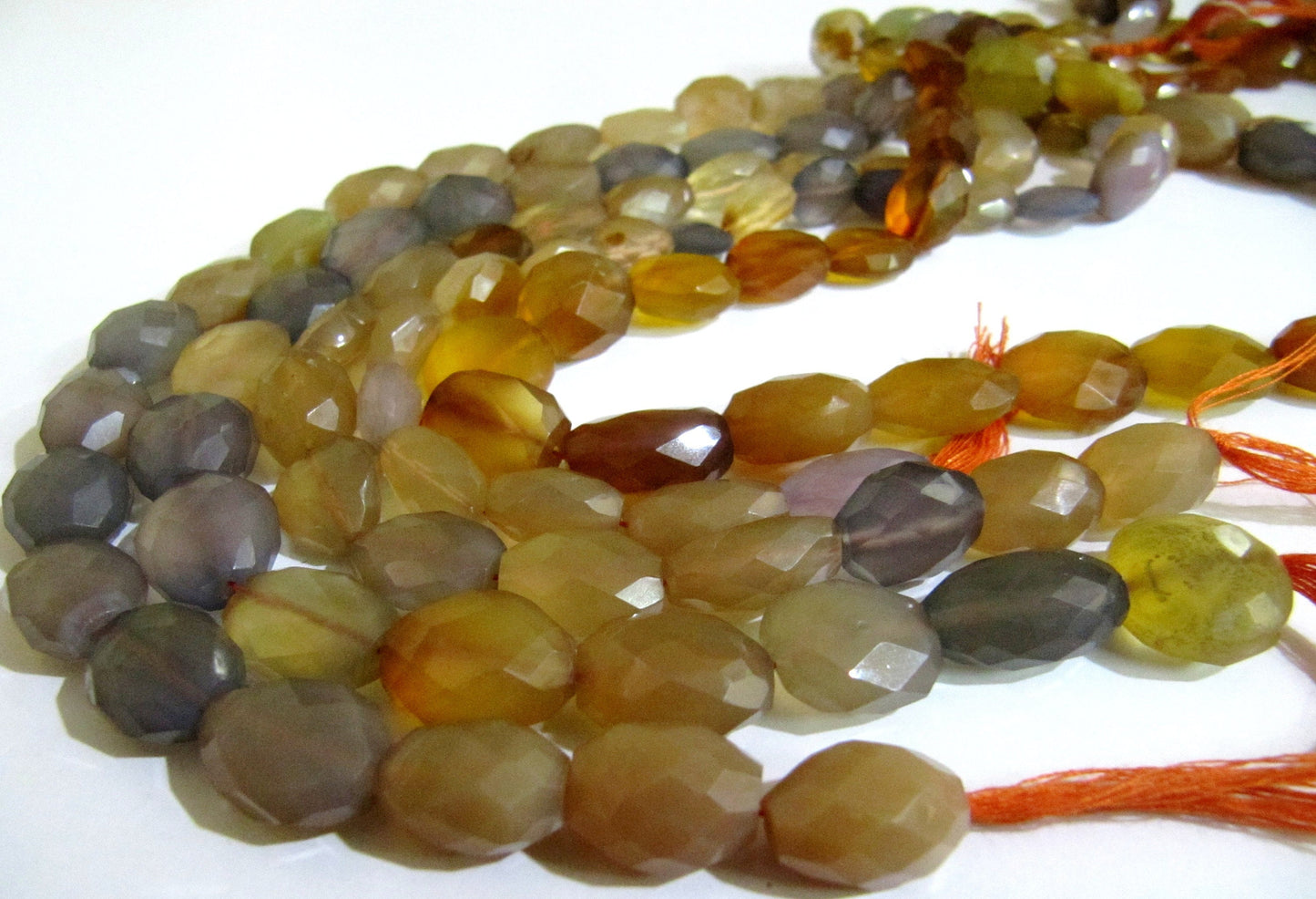 Natural Multi Chalcedony Oval shape Briolette Faceted 8x12mm to 12x15mm Size Beads Strand 10 Inches long Wholesale Price jewelry making Bead