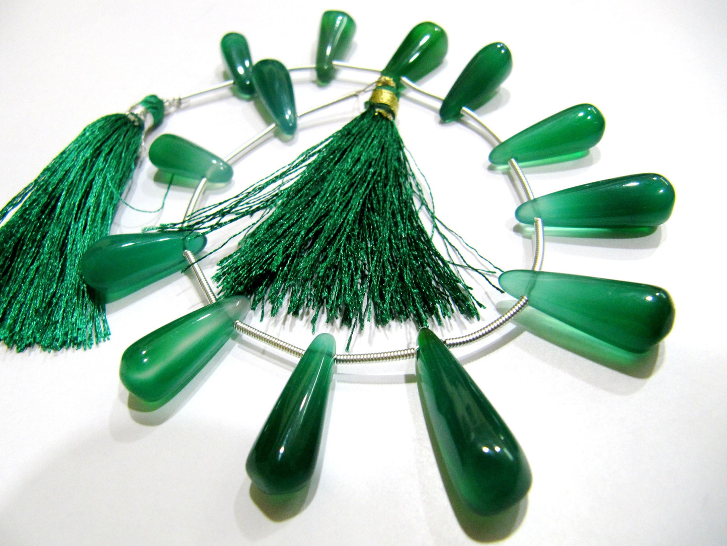 Natural Green Onyx Tear Drop Shape Plain Smooth Size 20 to 25mm long Side Drilled Beads Strand 8 Inches Long Wholesale Prices