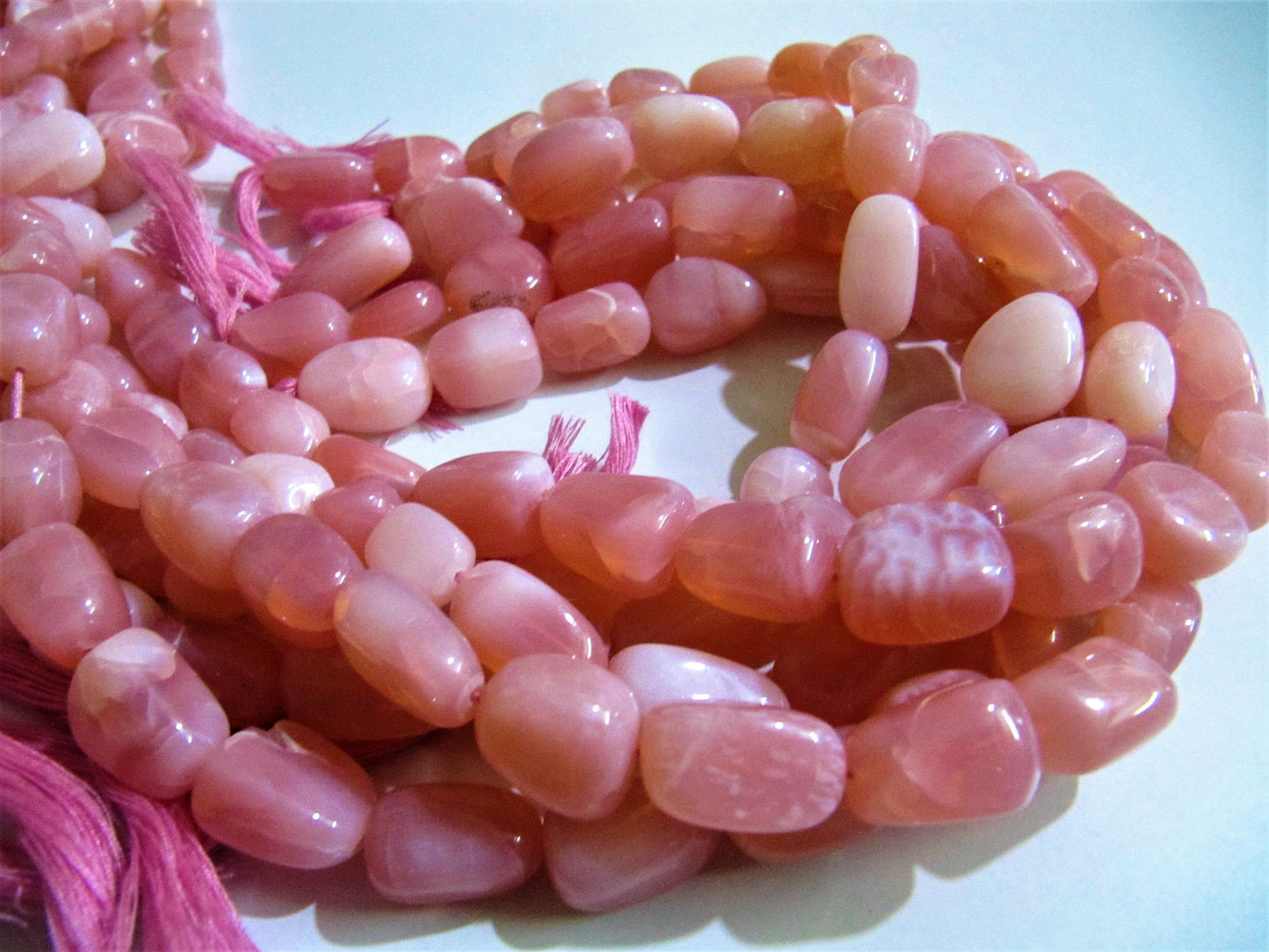 Natural Pink Opal Plain Smooth Nugget Tumbled Beads 10 to 20mm Strand 8 Inches Long Jewelry Making Beads Sold Per Strand Wholesale Price