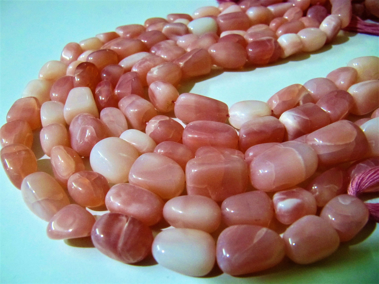 Natural Pink Opal Plain Smooth Nugget Tumbled Beads 10 to 20mm Strand 8 Inches Long Jewelry Making Beads Sold Per Strand Wholesale Price