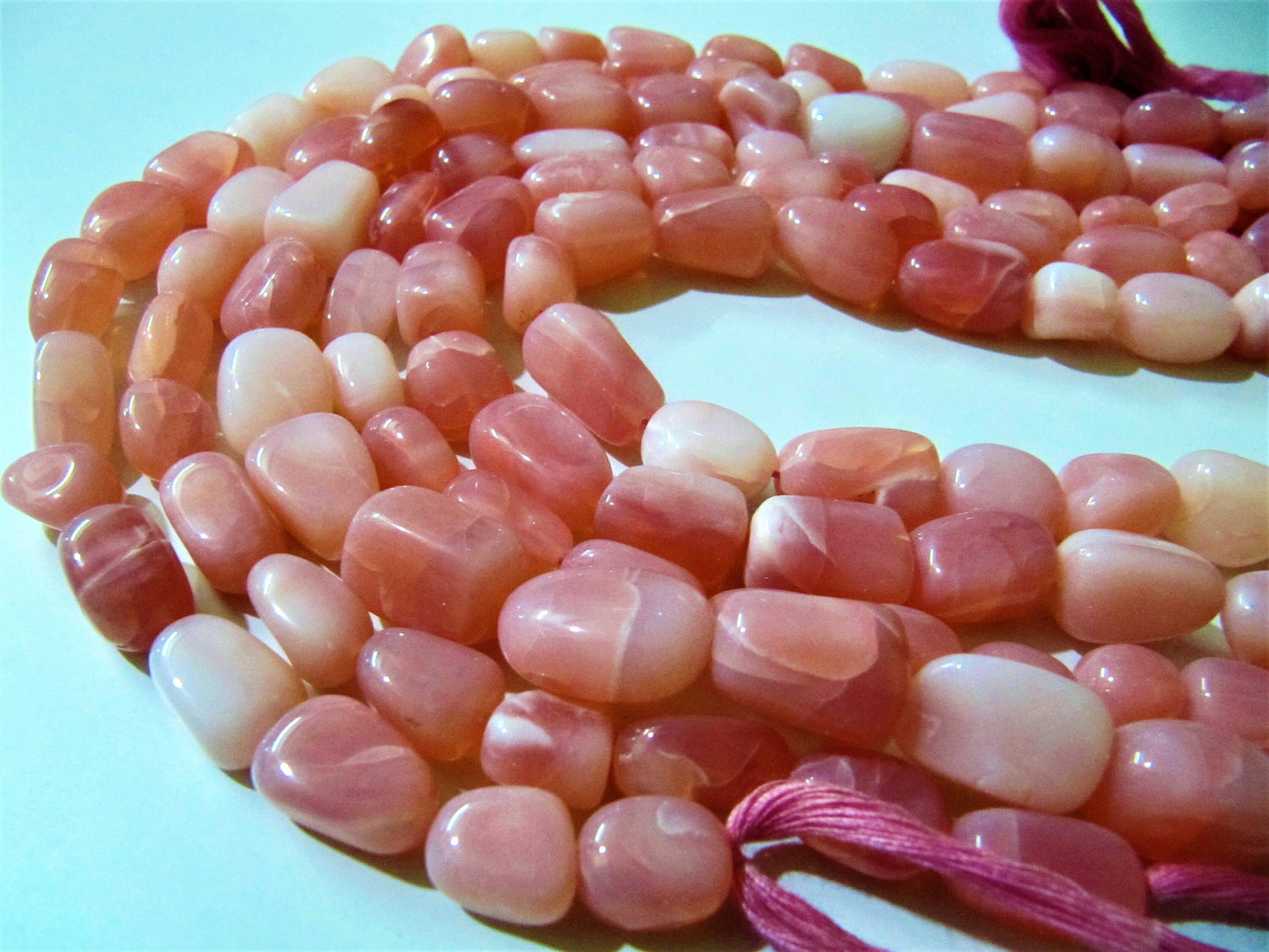 Natural Pink Opal Plain Smooth Nugget Tumbled Beads 10 to 20mm Strand 8 Inches Long Jewelry Making Beads Sold Per Strand Wholesale Price