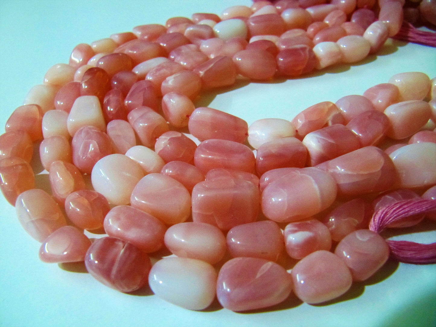 Natural Pink Opal Plain Smooth Nugget Tumbled Beads 10 to 20mm Strand 8 Inches Long Jewelry Making Beads Sold Per Strand Wholesale Price